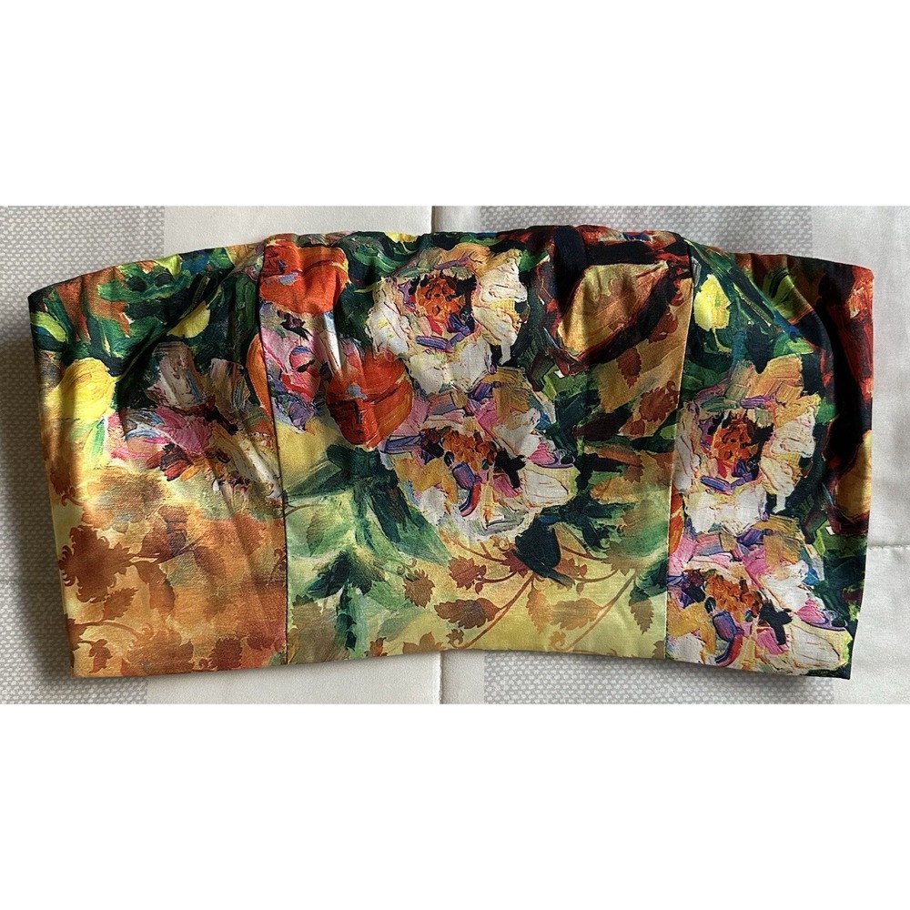 Rubber Ducky Strapless Tube Top Size Large Multicolor‎ Floral Zipper
